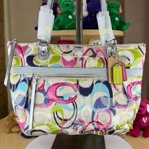 NWOT Y2K Coach Poppy Ikat Signature C 45U088 - multi color with org three 🏷️